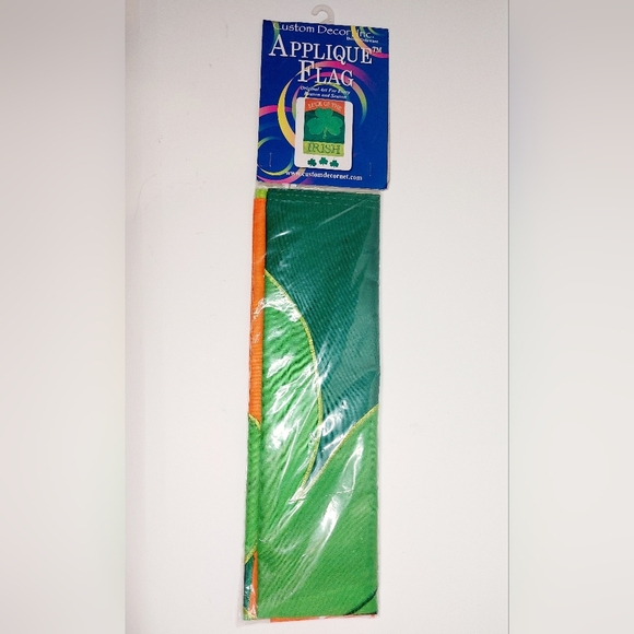 Green and Orange "Luck of the Irish" Shamrock Appliqué Flag - Picture 3 of 5